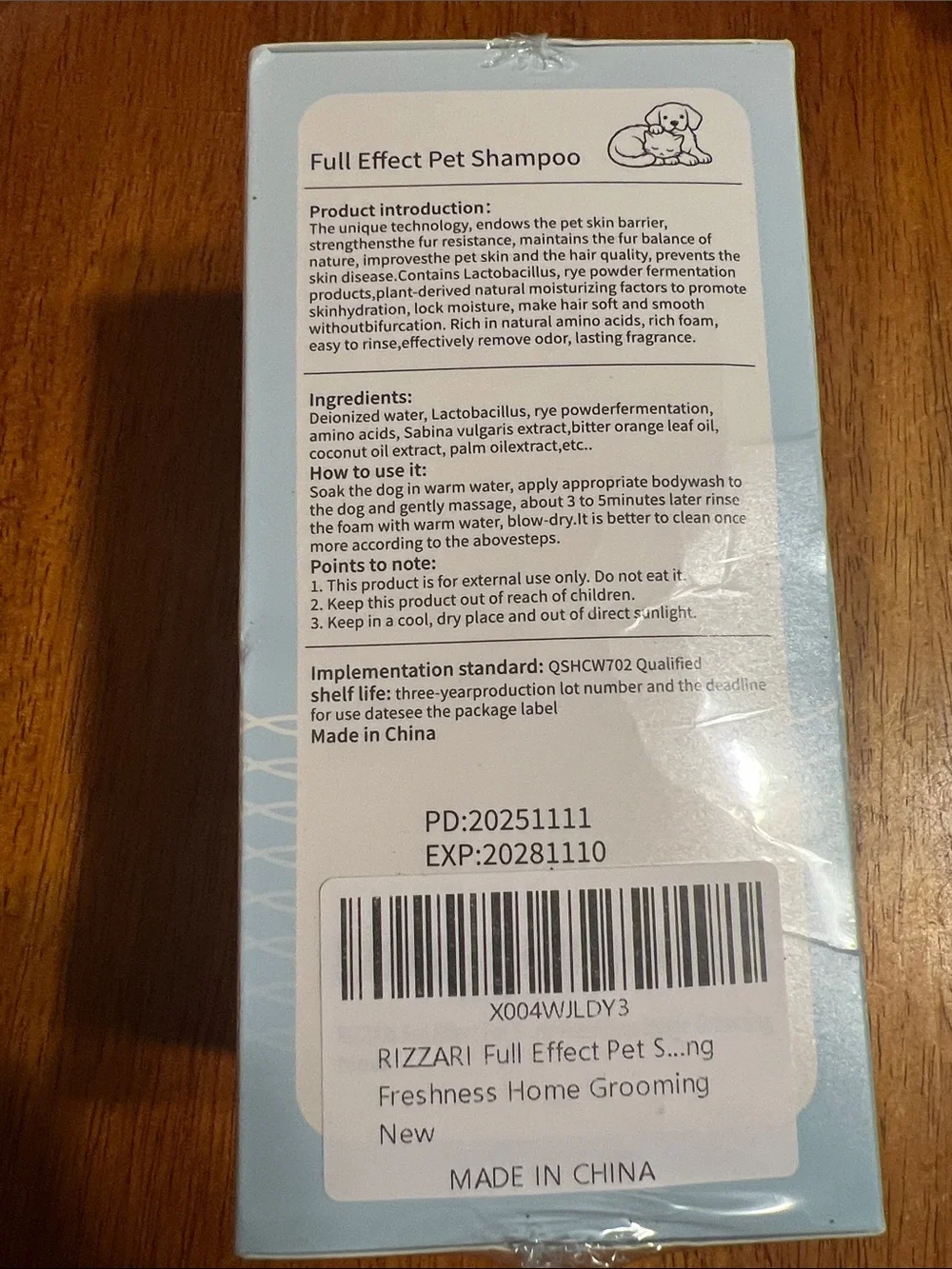 Full Effect Pet Shampoo - Light Blue - For Cats & Dogs